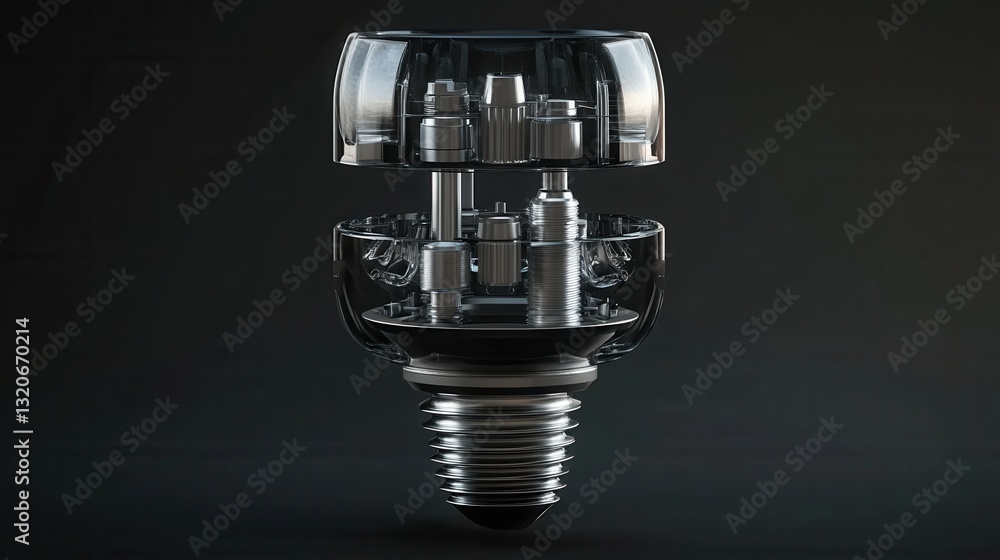 Aufkleber Detailed 3D render of dental implant components in exploded view against a gradient background showcasing advanced dental technology