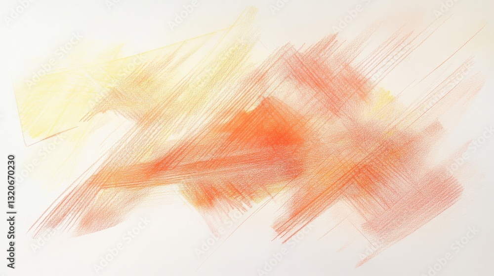 Poster abstract pencil strokes create a vibrant composition with warm colors and dynamic textures in a mini
