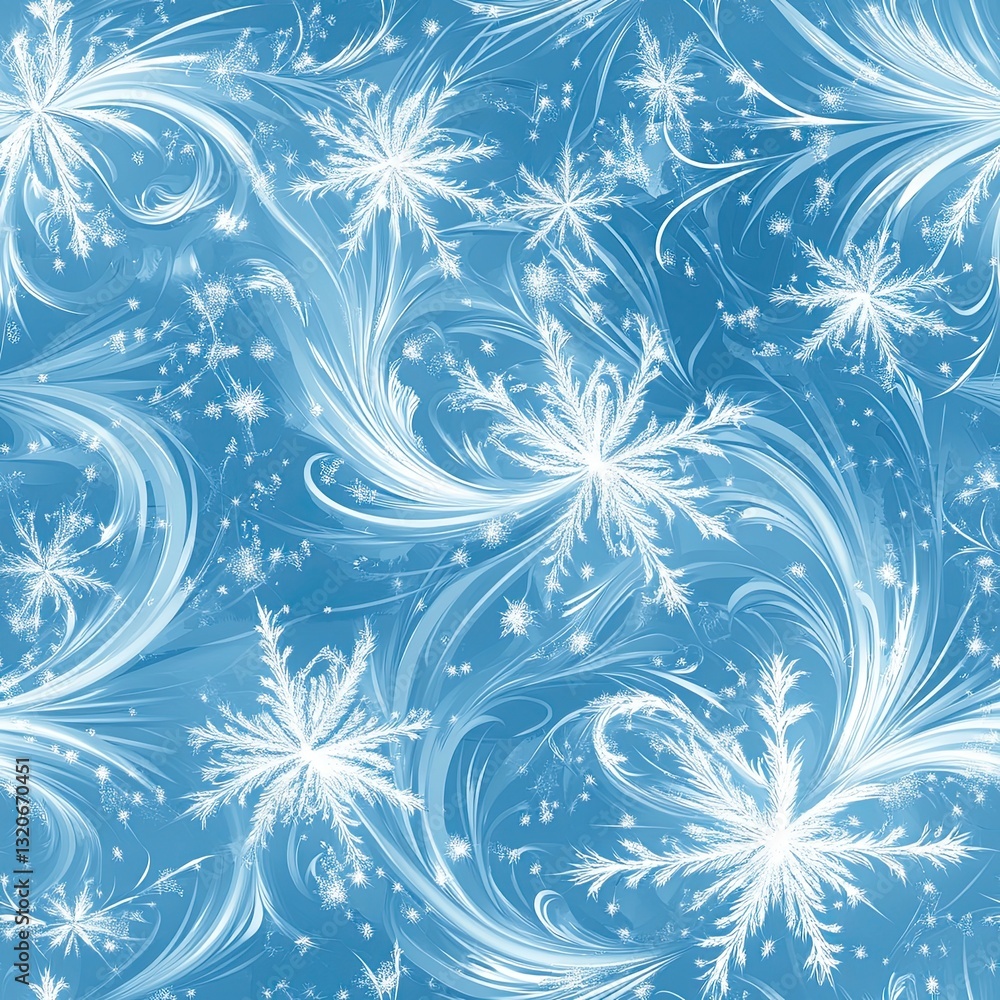 Poster dynamic snowflake patterns swirling wind like design elements for winter wonderland projects