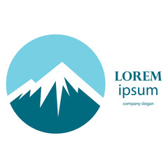 high and snowy mountain logo design