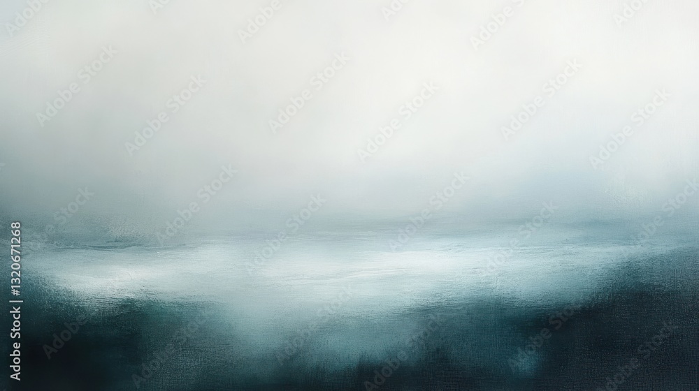 Aufkleber Misty abstract landscape blending soft gray and teal tones in a serene and tranquil atmosphere