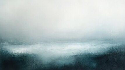 Misty abstract landscape blending soft gray and teal tones in a serene and tranquil atmosphere