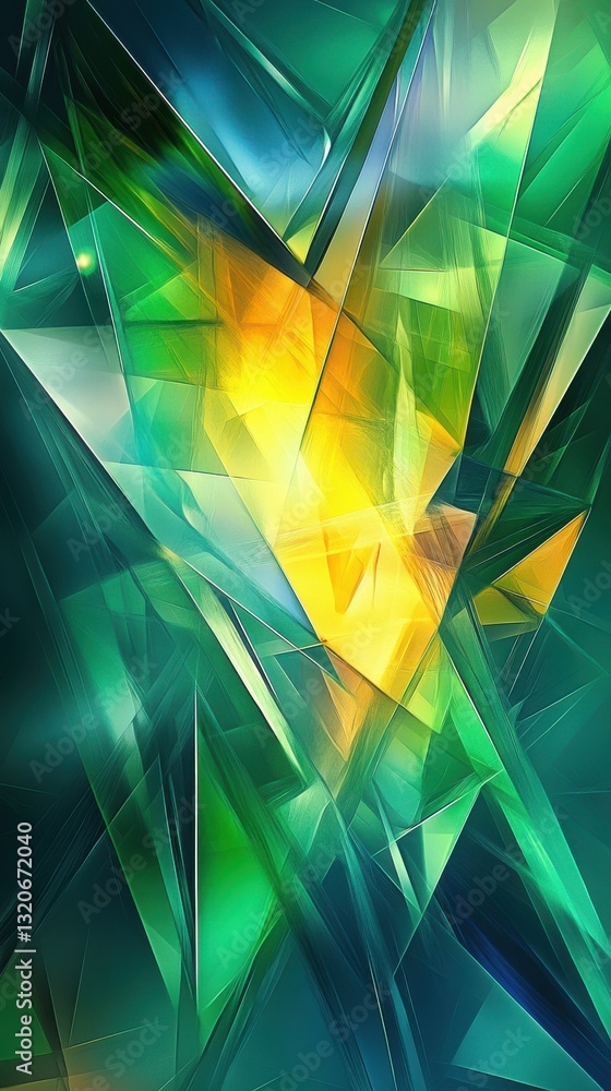 Aufkleber intricate abstract design featuring sharp translucent elements radiating vibrant colors