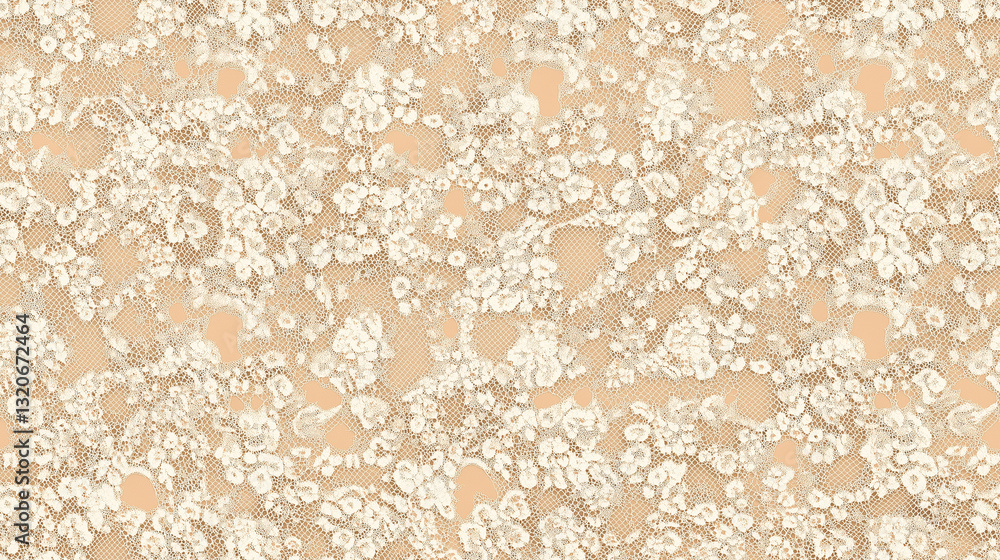 Poster seamless abstract pattern in soft beige tones with delicate white floral motifs: a subtle background