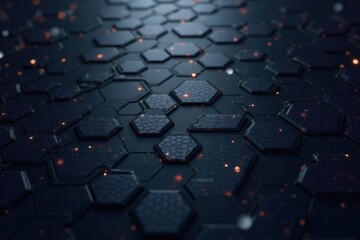 Obraz premium Abstract Hexagonal Pattern with Glowing Embers A Futuristic Technology Background