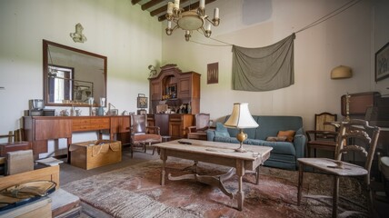 Abandoned Mansion Living Room: A Glimpse into the Past