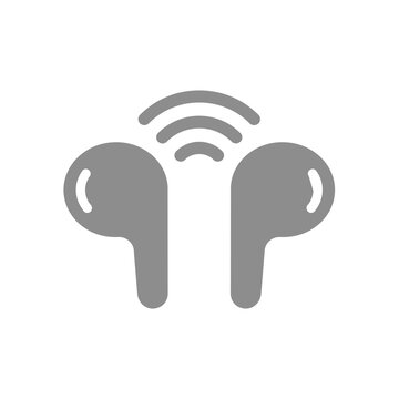 Earbuds or earphones wireless icon. Headphones or in ear hands free vector.