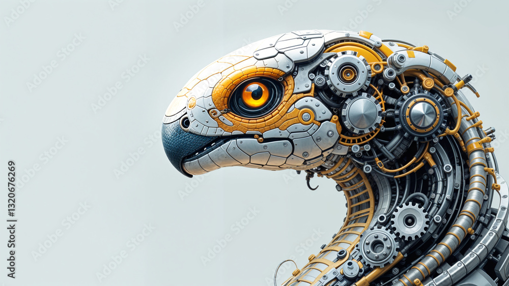 Poster cybernetic robot eagle snake . generative ai