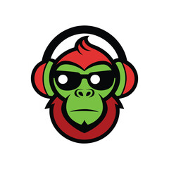 a funky monkey mascot logo wearing sunglasses.