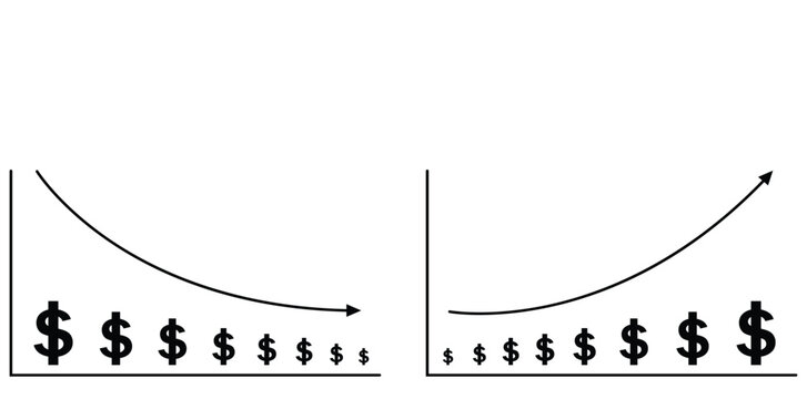 decreasing and increasing financial growth chart icon vector