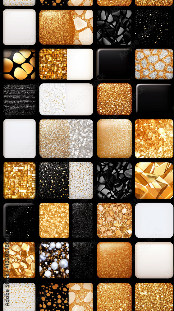 Poster seamless a captivating display of texture and color: exploring the rich variations of gold, black, a