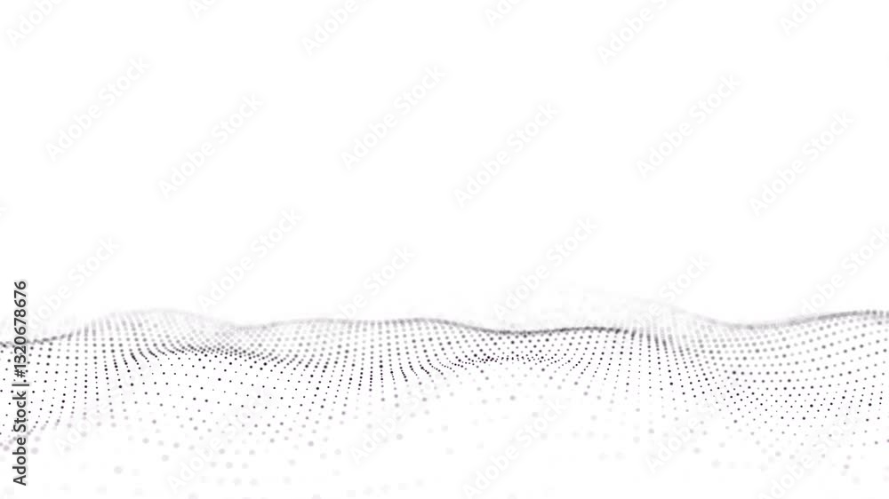 Poster dynamic wave of particles on white background. digital wave motion concept. futuristic technology fl