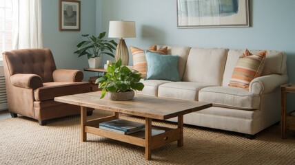 Fototapeta premium Serene Living Room Interior Design