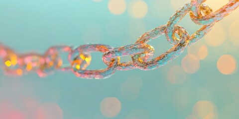 Unity in color glistening chain links abstract digital art close-up