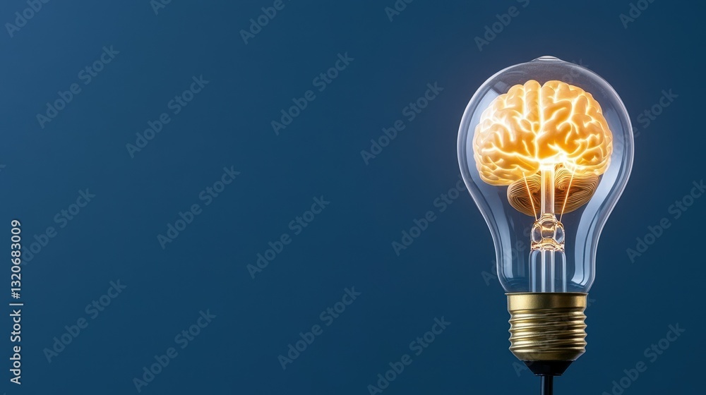 Poster a light bulb with a brain inside of it