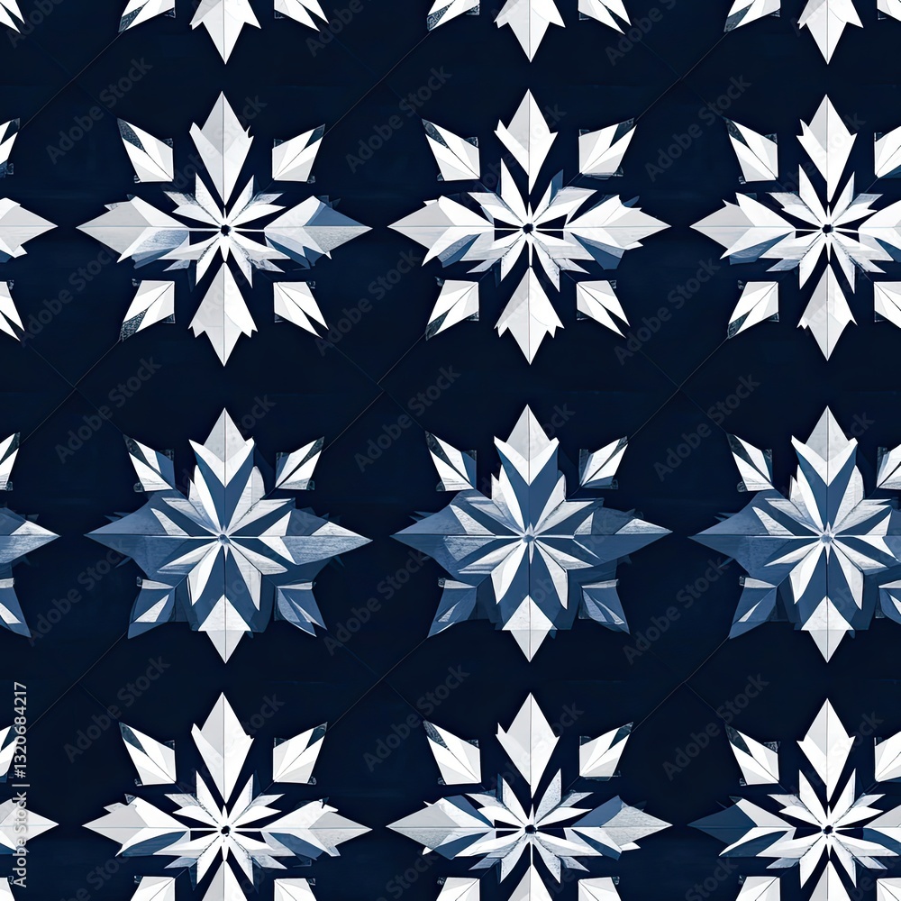 Aufkleber geometric snowflakes seamless pattern sharp angles intricate structure design for winter holidays
