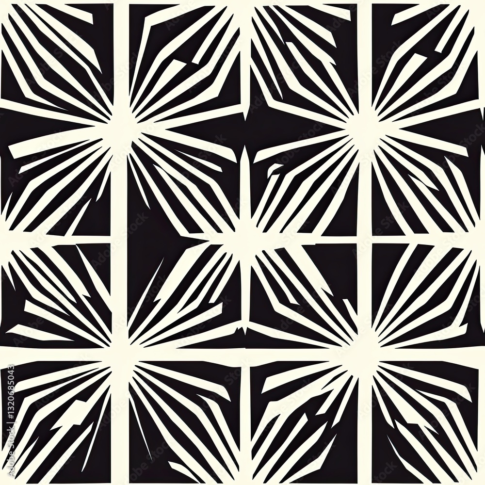 Poster geometric starburst seamless pattern intersecting lines design for fashion web and print