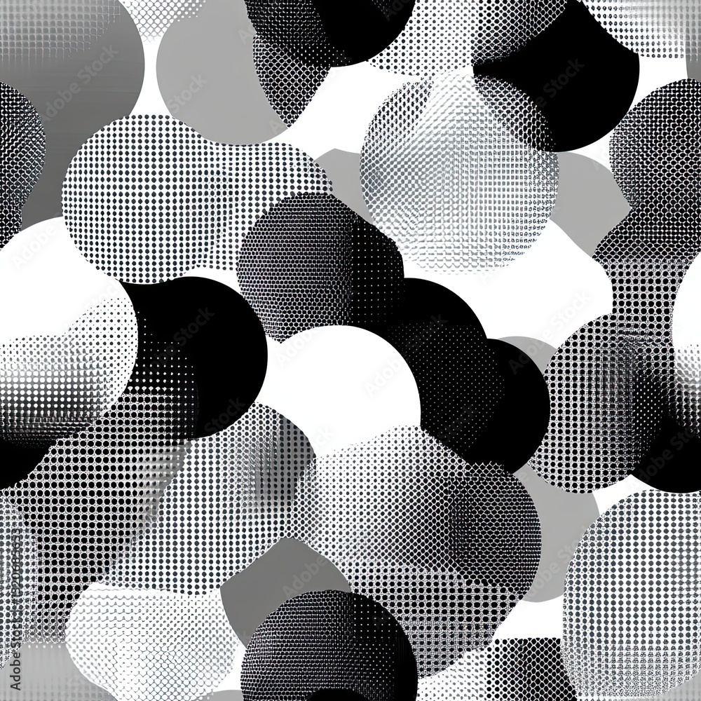 Poster geometric stippled overlapping dots seamless pattern design for textile and web
