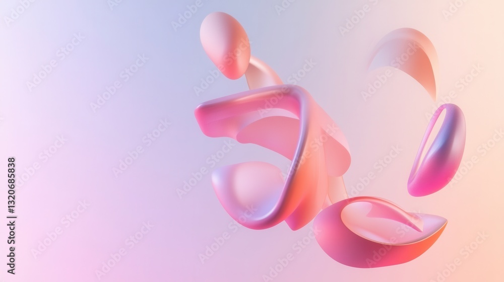 Aufkleber Floating 3D letters complemented by abstract forms create an elegant typography background for creative agencies