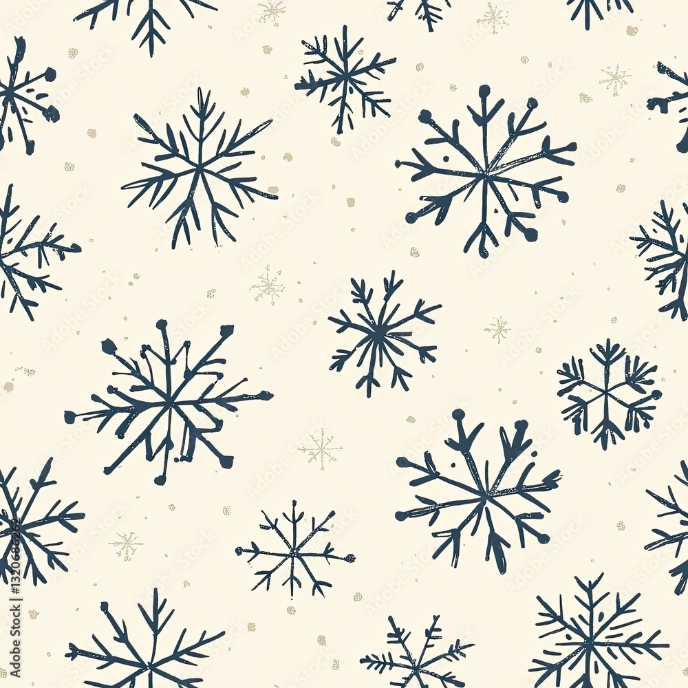Poster minimal snowflake seamless pattern single line illustration for winter design projects