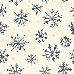 Minimal Snowflake Seamless Pattern Single Line Illustration for Winter Design Projects