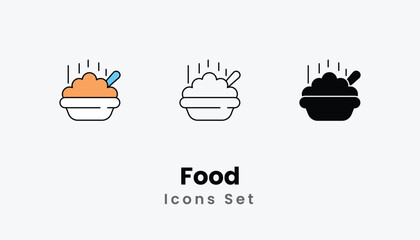 Food Icons thin line and glyph vector icon stock illustration