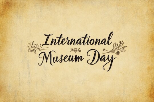 International museum day calligraphy design on vintage background