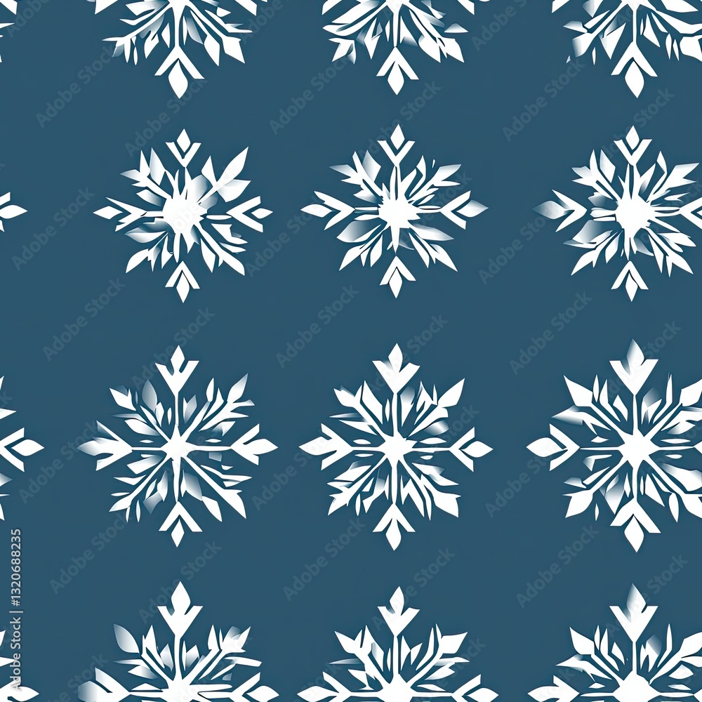Poster seamless symmetrical snowflake pattern minimalist winter design