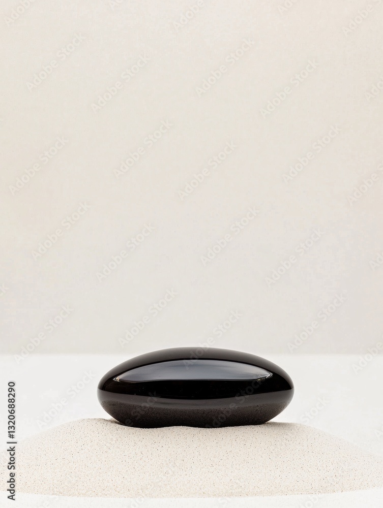 Poster black oval-shaped object sitting on top of a white surface. the object appears to be made of a smoot