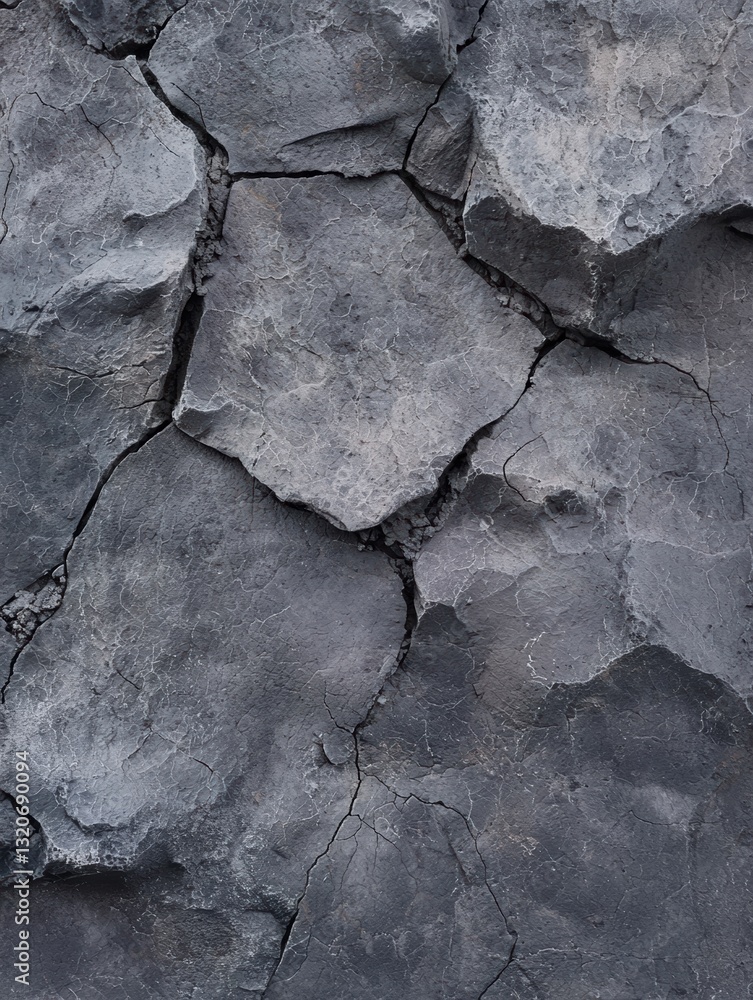 Poster close-up of a cracked and uneven surface. the cracks are deep and wide, with deep grooves and crevic