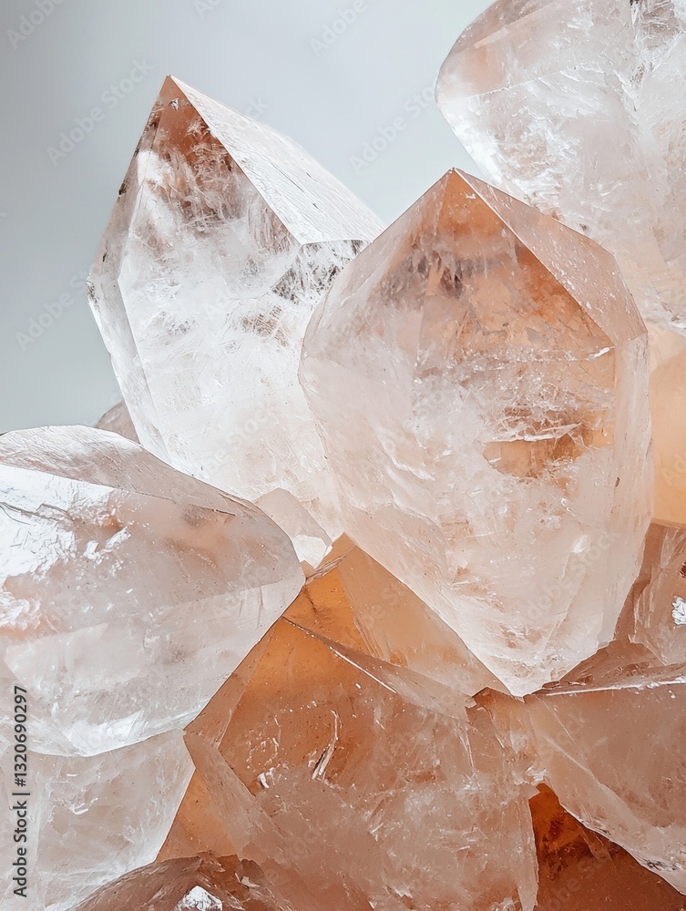 Poster close-up of a group of crystals. the crystals are of different sizes and shapes, with some being lar