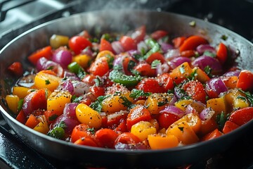 Vibrant Vegetable Medley in a Pan Perfect for Healthy Cooking and Plant-Based Diets