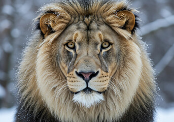 Fototapeta premium Lion with Intense Yellow Eyes