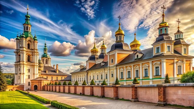 Ancient Baroque Monastery Walls in Berdichev, Ukraine: Panoramic View