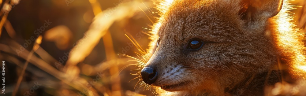 Poster close-up view of a quokka showcasing its expressive face amidst soft evening light in its natural ha