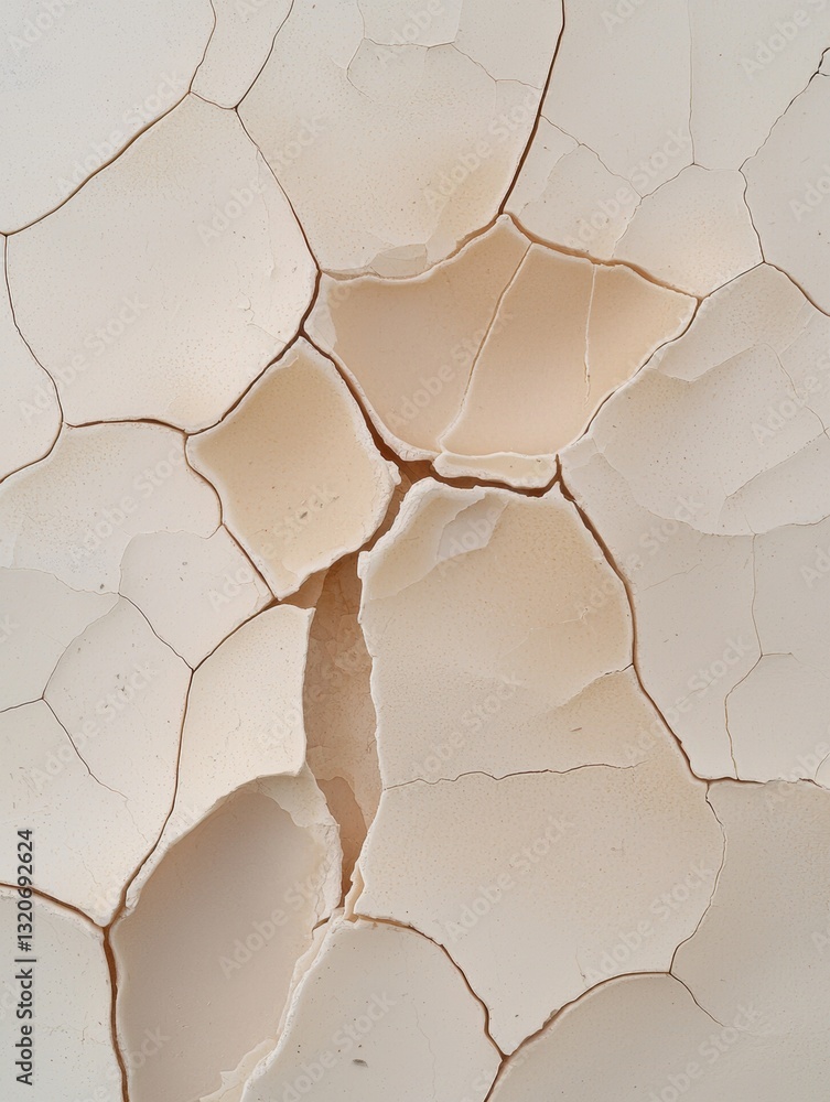 Poster close-up of a cracked and uneven surface. the cracks are of varying sizes and shapes, with some bein