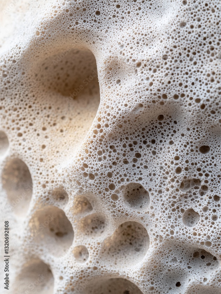 Poster close-up of a surface covered in small, irregularly shaped bubbles. the bubbles are of different siz