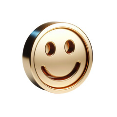 Fototapeta premium 3d metallic gold smiley face icon on a white background isolated PNG