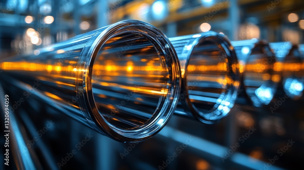 Leinwandbilder in a modern factory, automated machinery processes high precision glass tubes. the facility focuses 