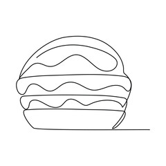 Continuous line drawing Big international hamburger day line art Fast food Vector illustration