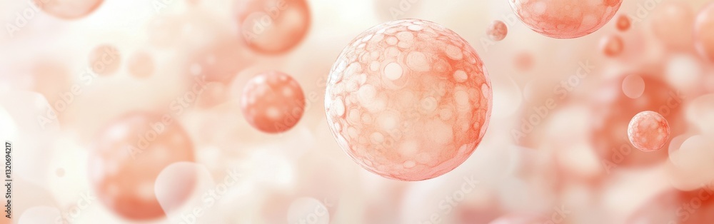 Poster soft cream and pale coral spheres create a dreamy atmosphere in a serene abstract space