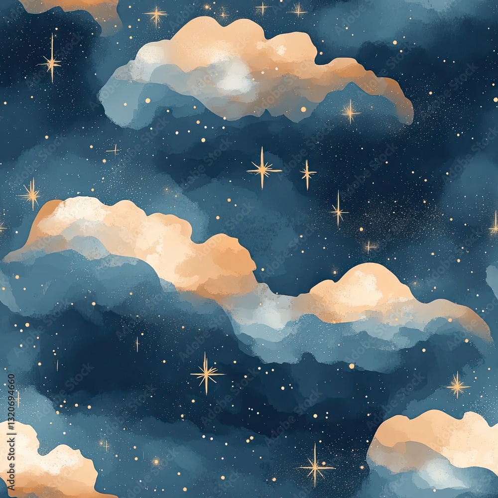 Poster nebula inspired seamless pattern gentle gradients for textile and web design
