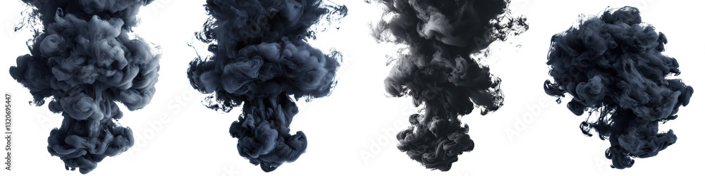 Poster dramatic cloud of dark smoke billowing from an explosive chaotic and hazardous event with a powerful