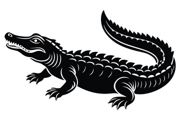 Fototapeta premium a crocodile illustration silhouette on White Background