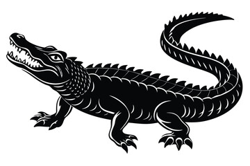 Fototapeta premium a crocodile illustration silhouette on White Background