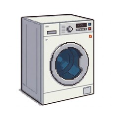 Fototapeta premium A drum washing machine in pixel art style on a white background.