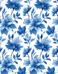 Fototapeta premium Spring Summer Blue and White Floral Background Wallpaper
