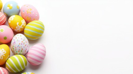 Obraz premium Pastel Easter Eggs on White Background
