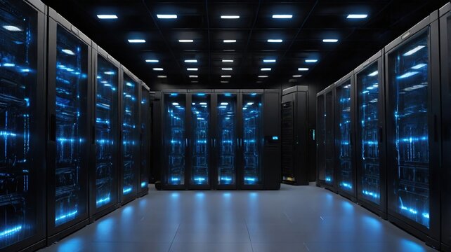 A Glowing Heart Of Digital Information Humming With Power In A Secure Server Room Bathed In Cool Blue Light