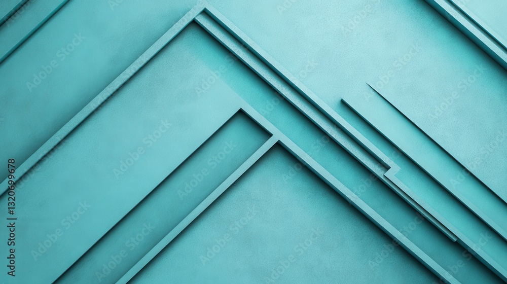 Poster vibrant turquoise blue background with geometric patterns and layered shapes for modern design appea